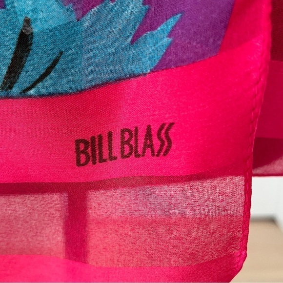 BILL BLASS for Careta Signed Vintage Sheer Floral Scarf Poppies Made in Italy - Picture 6 of 10